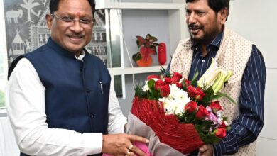 केंद्रीय सामाजिक न्याय एवं अधिकारिता राज्य मंत्री श्री रामदास आठवले की मुख्यमंत्री श्री विष्णु देव साय से सौजन्य मुलाकात,सामाजिक न्याय एवं कल्याणकारी योजनाओं के क्रियान्वयन पर हुई चर्चा