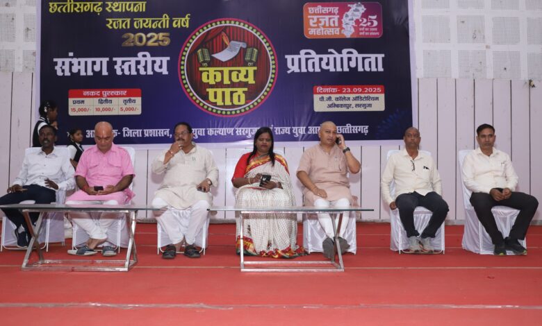 संभाग स्तरीय काव्य पाठ प्रतियोगिता सम्पन्न,सरगुजा संभाग के समस्त जिलों से आए 192 प्रतिभागियों ने लिया हिस्सा संभाग स्तरीय काव्य पाठ प्रतियोगिता सम्पन्न,सरगुजा संभाग के समस्त जिलों से आए 192 प्रतिभागियों ने लिया हिस्सा